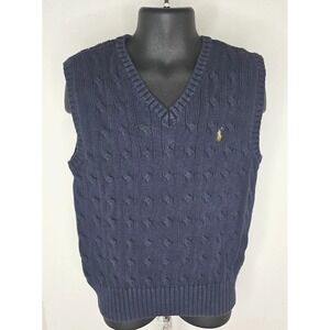 Polo Ralph Lauren Navy Blue Cable Knit Sweater Vest  Boy's Size 6 School Uniform